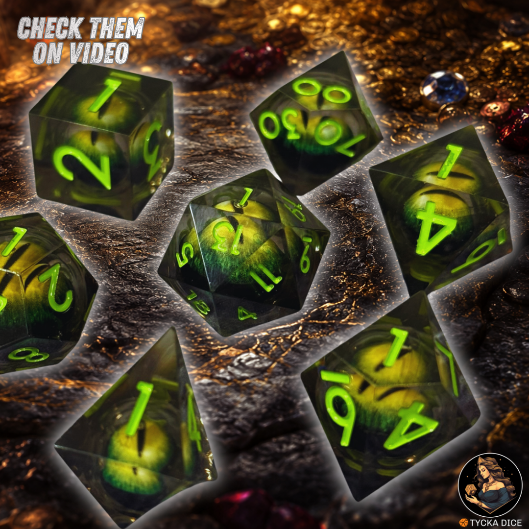 Liquid Core Dice - Riddler Eye of the Dragon RPG Dice Set | TYCKA DICE