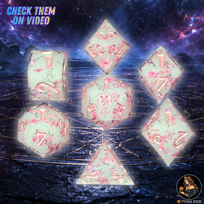 Legend Dice - Sakura RPG Dice Set - Detail | TYCKA DICE