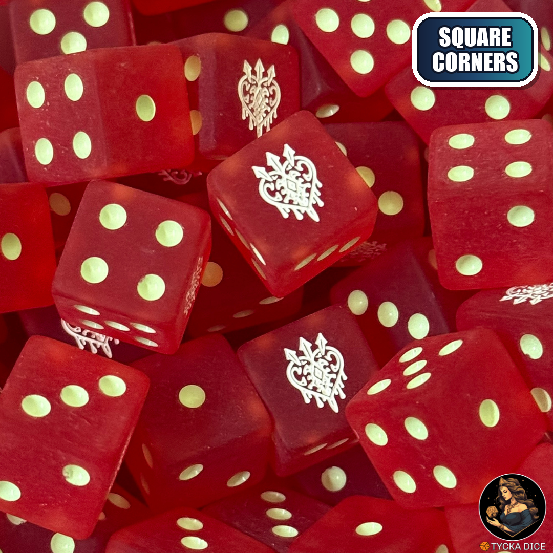 Scarlet Temple Dice Set — wargame dice, square corners | TYCKA DICE