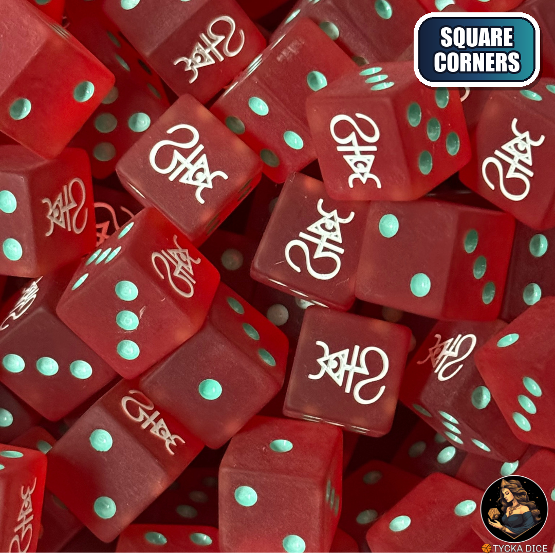 Seers of the Firmament - Translucent Matte Red Dice Set — sci-fi wargame dice, square corners | TYCKA DICE