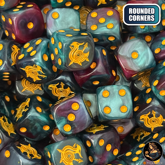 Shifting Flame Dice Set — sci-fi wargame dice, rounded corners | TYCKA DICE