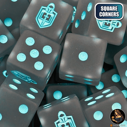 Silver Mantle Dice Set — sci-fi wargame dice, square corners | TYCKA DICE