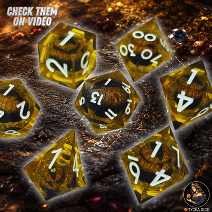Liquid Core Dice - Soleil Eye of the Dragon RPG Dice Set | TYCKA DICE