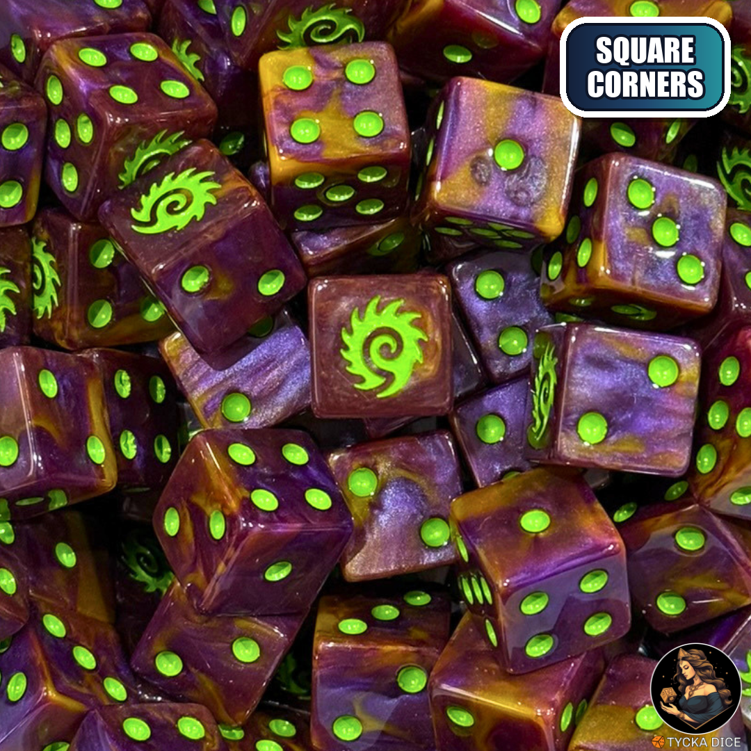 Spiral Brood Dice Set — sci-fi wargame dice, square corners | TYCKA DICE
