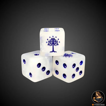 Matte white resin die with dark blue tree engraving – The Tree (single)