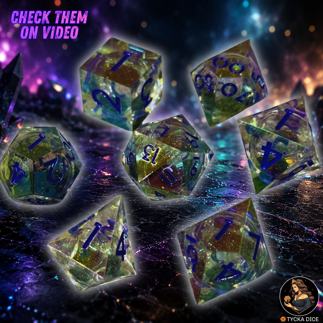Liquid Core Dice - Thistle Shimmer RPG Dice Set | TYCKA DICE