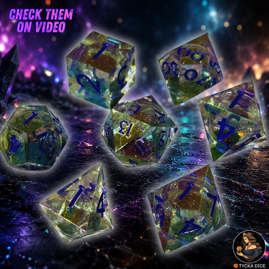 Liquid Core Dice - Thistle Shimmer RPG Dice Set | TYCKA DICE