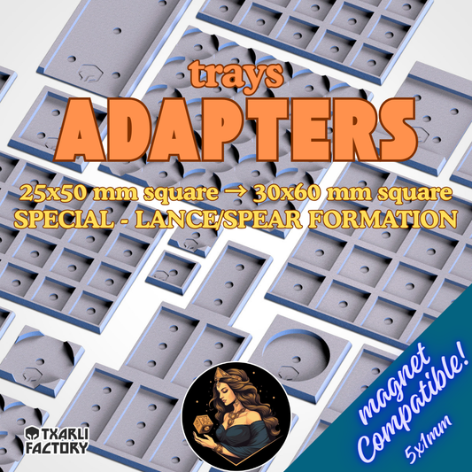 3D - Bandejas adaptadoras - Cuadrado de 25x50 mm a cuadrado de 30x60 mm ESPECIAL