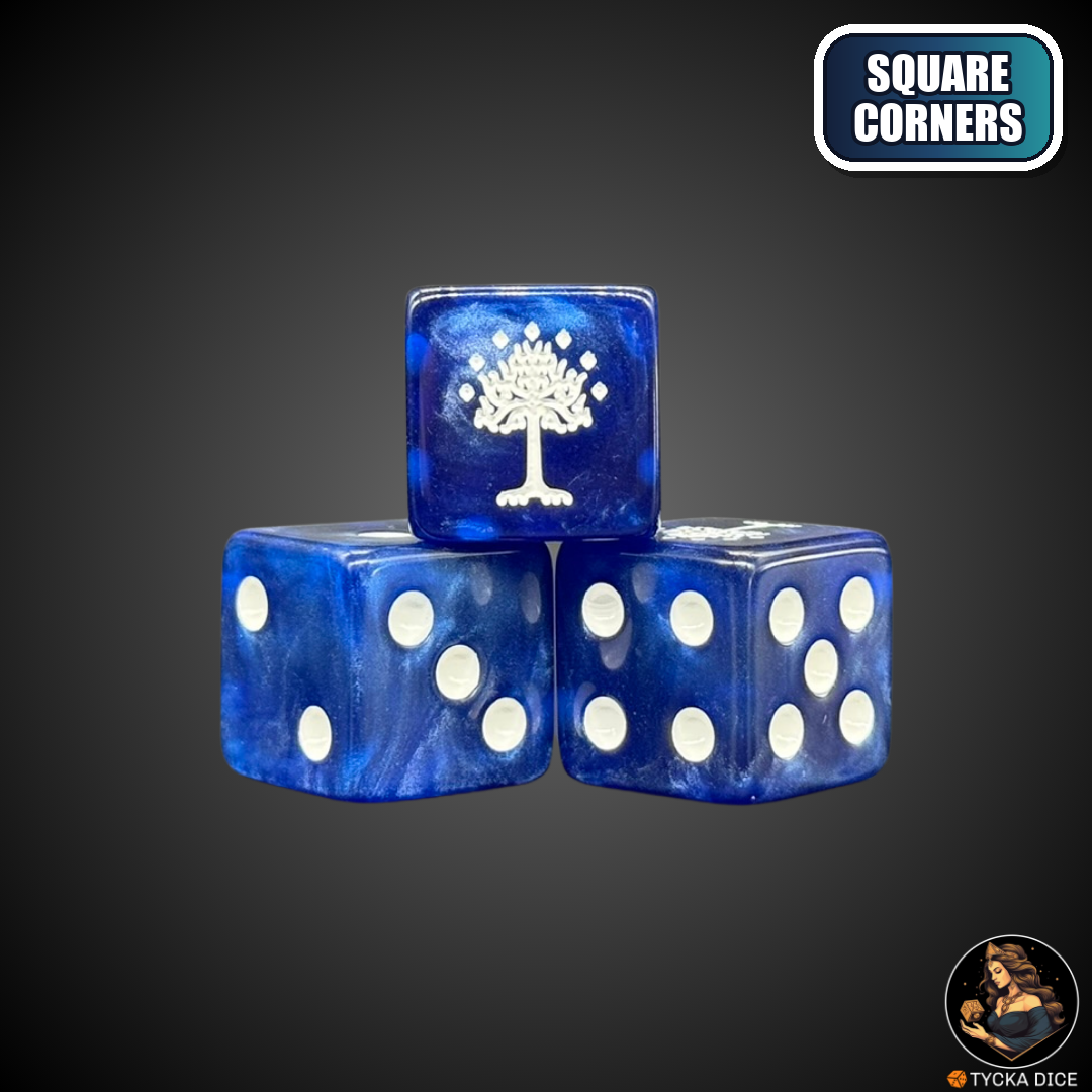 Tree Blue Dice Set — fantasy wargame dice, square corners | TYCKA DICE