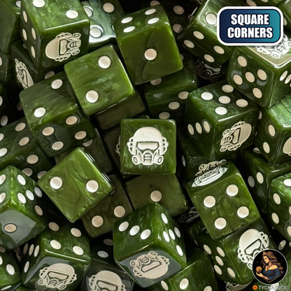Trenchguard Dice Set — sci-fi wargame dice, square corners | TYCKA DICE