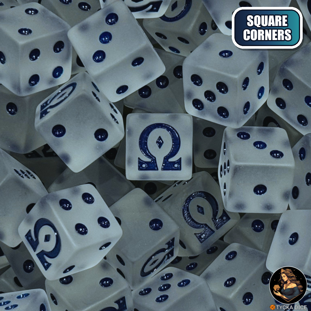 Vow - Translucent Matte White Dice Set - sci-fi wargame dice, square corners | TYCKA DICE