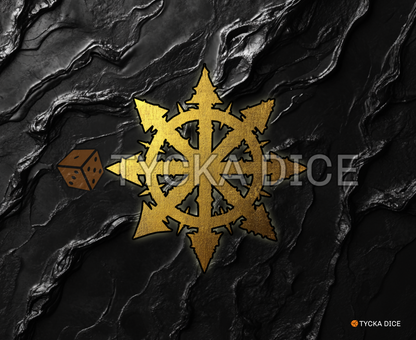Interchangeable WarMat insert for TYCKA DICE tray featuring the 'Devourer of Chaos' design, made from stitched neoprene.