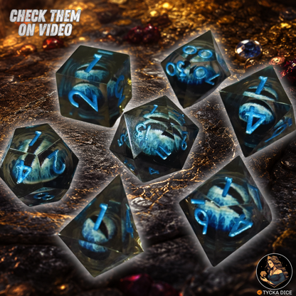 Liquid Core Dice - White Walkers Eye of the Dragon RPG Dice Set | TYCKA DICE