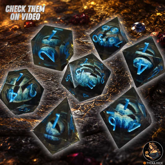 Liquid Core Dice - White Walkers Eye of the Dragon RPG Dice Set | TYCKA DICE
